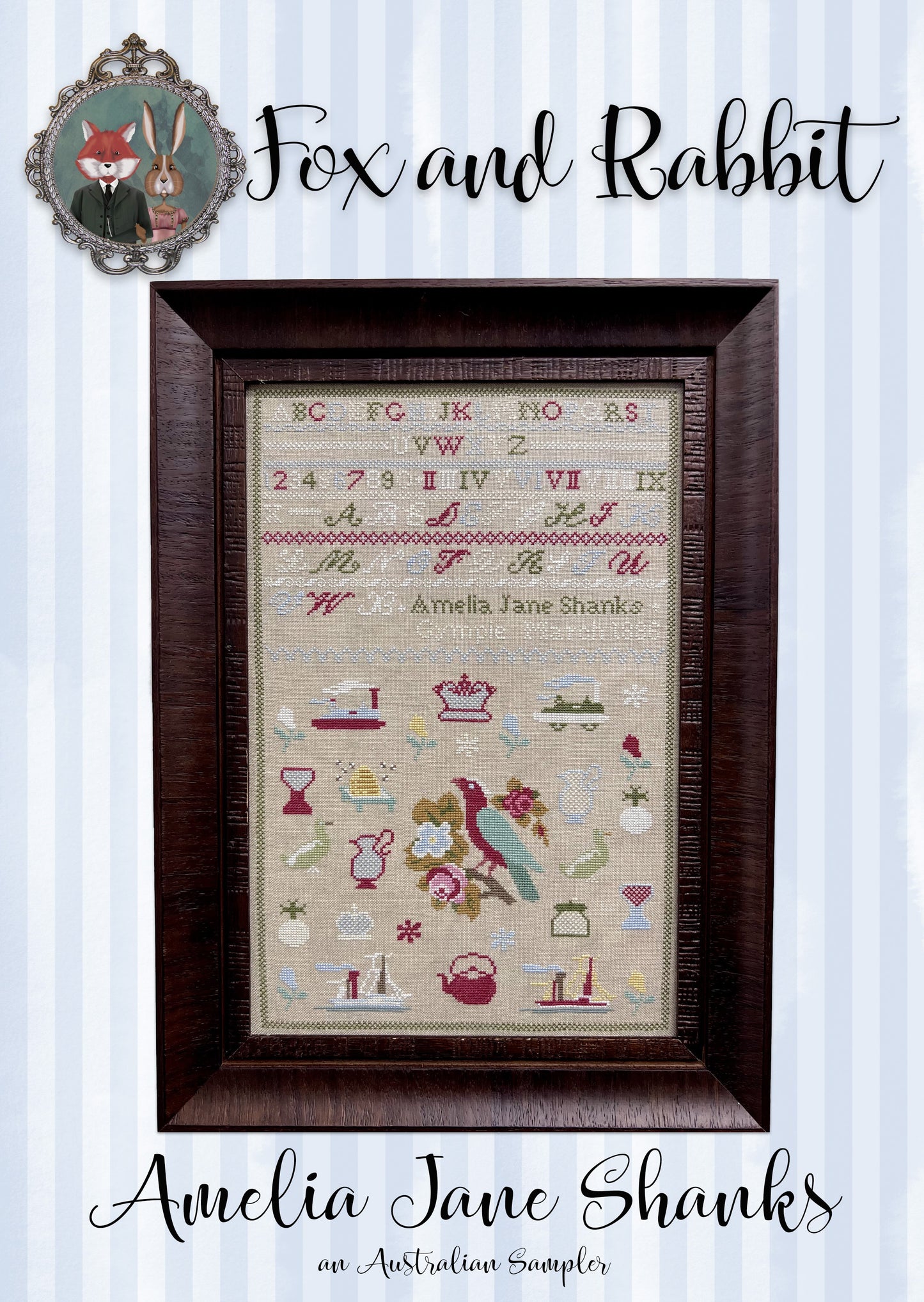 Amelia Jane Shanks 1831 - Reproduction Sampler Pattern by Fox & Rabbit Designs