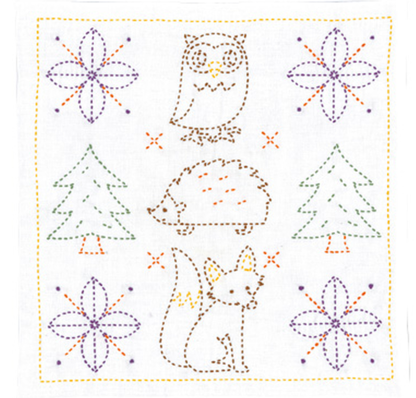 Sashiko Sampler Kit - Sweet animals & Christmas Trees