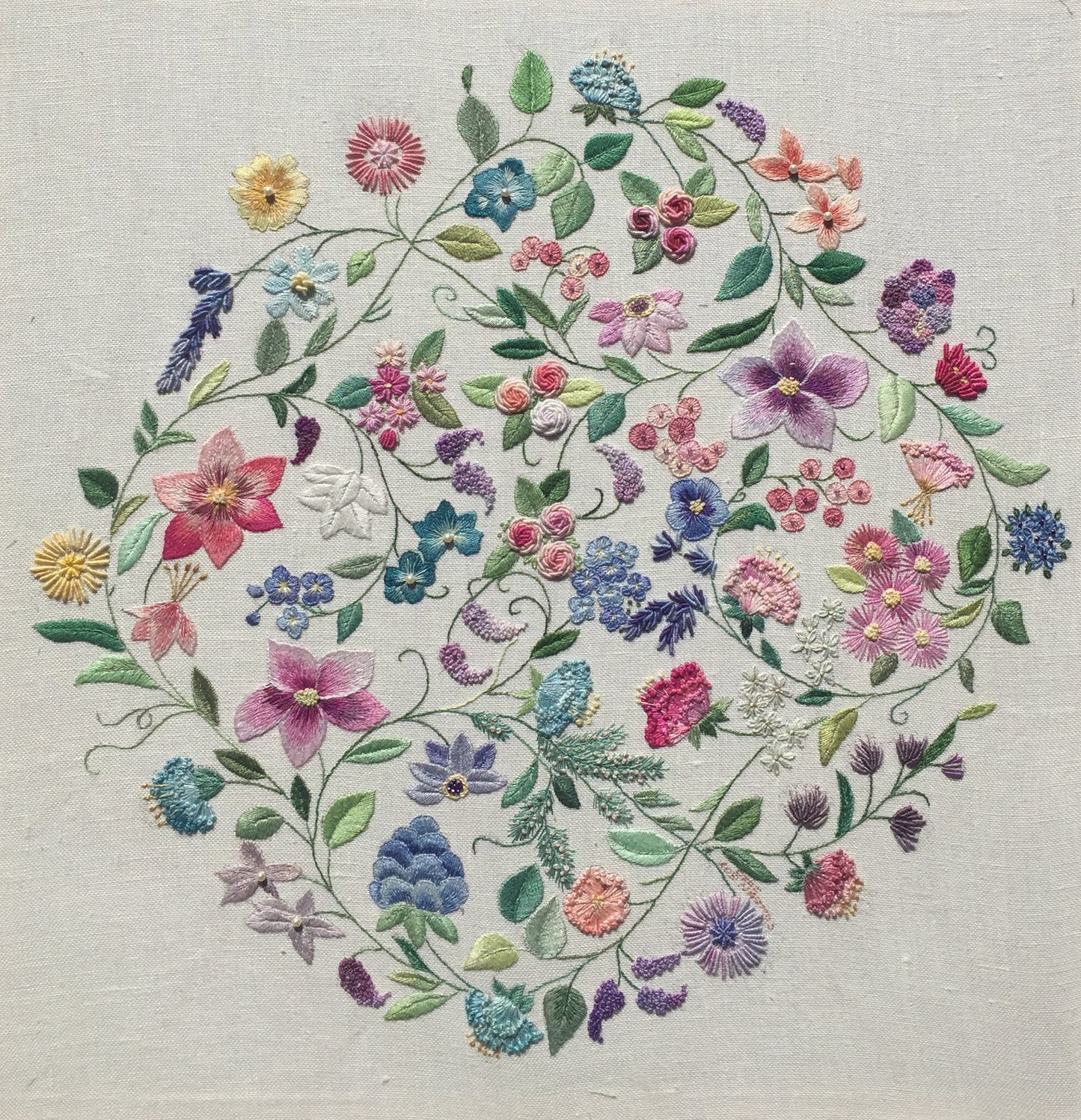 Cascade Embroidery Design - Printed Panel by Roseworks