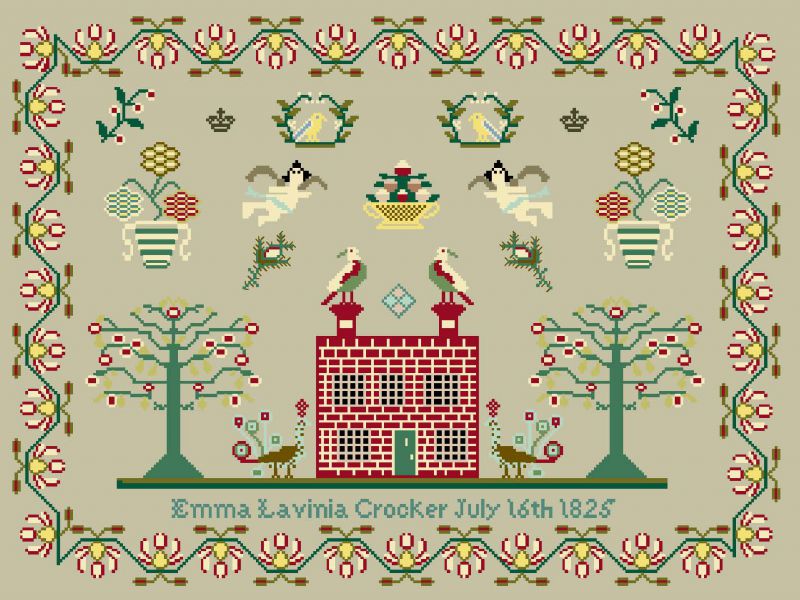 Emma Lavinia Crocker 1825 - Reproduction Sampler Pattern by Hands Across the Sea Samplers (PDF)