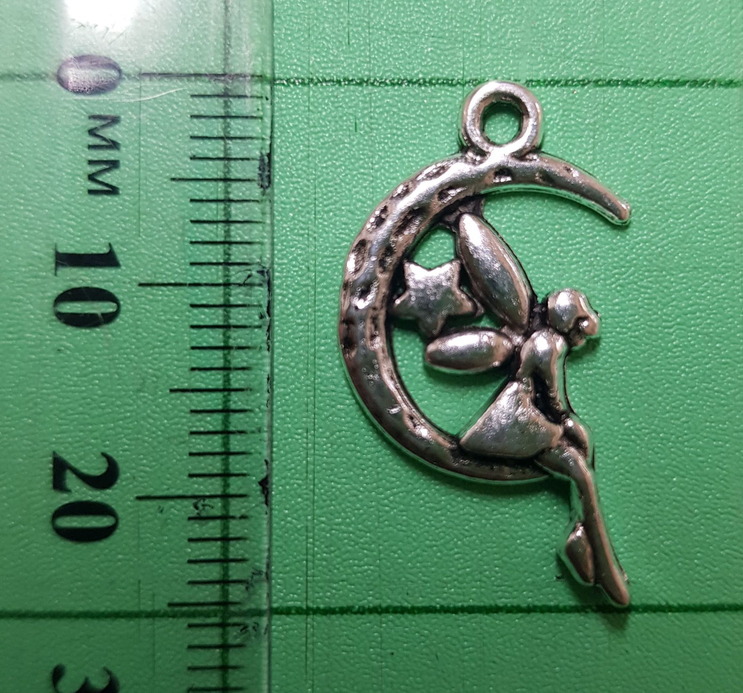 Fairy sitting in a Moon Charm 26mm