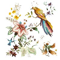 Firebird Embroidery Design - Printed Panel by Roseworks