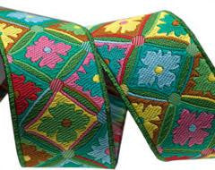 Antwerp Flowers Ribbon -Green by Kaffe Fassett