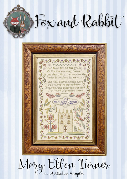 Mary Ellen Turner 1831  - Reproduction Sampler Pattern by Fox & Rabbit Designs