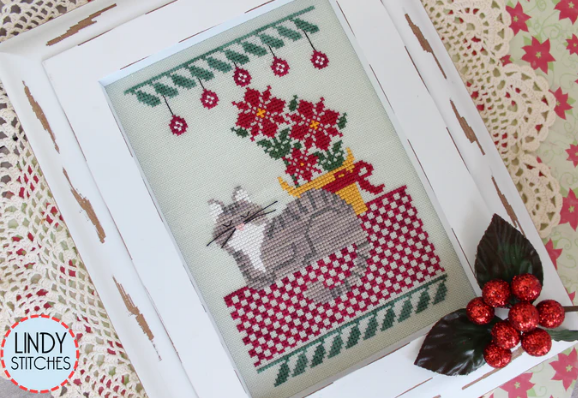 Napping in the Poinsettias - Cross Stitch Pattern Set by Lindy Stitches