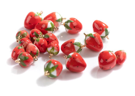 Hand-made Strawberry Ceramic Beads