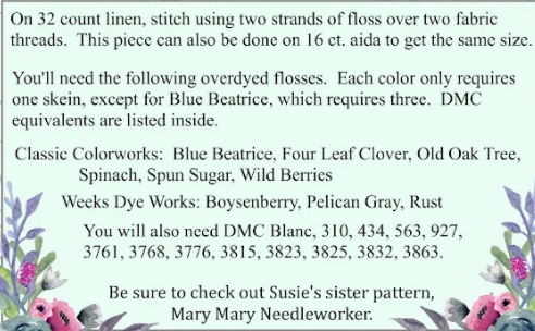 Susie, Susie SamplerMaker - Cross Stitch Chart