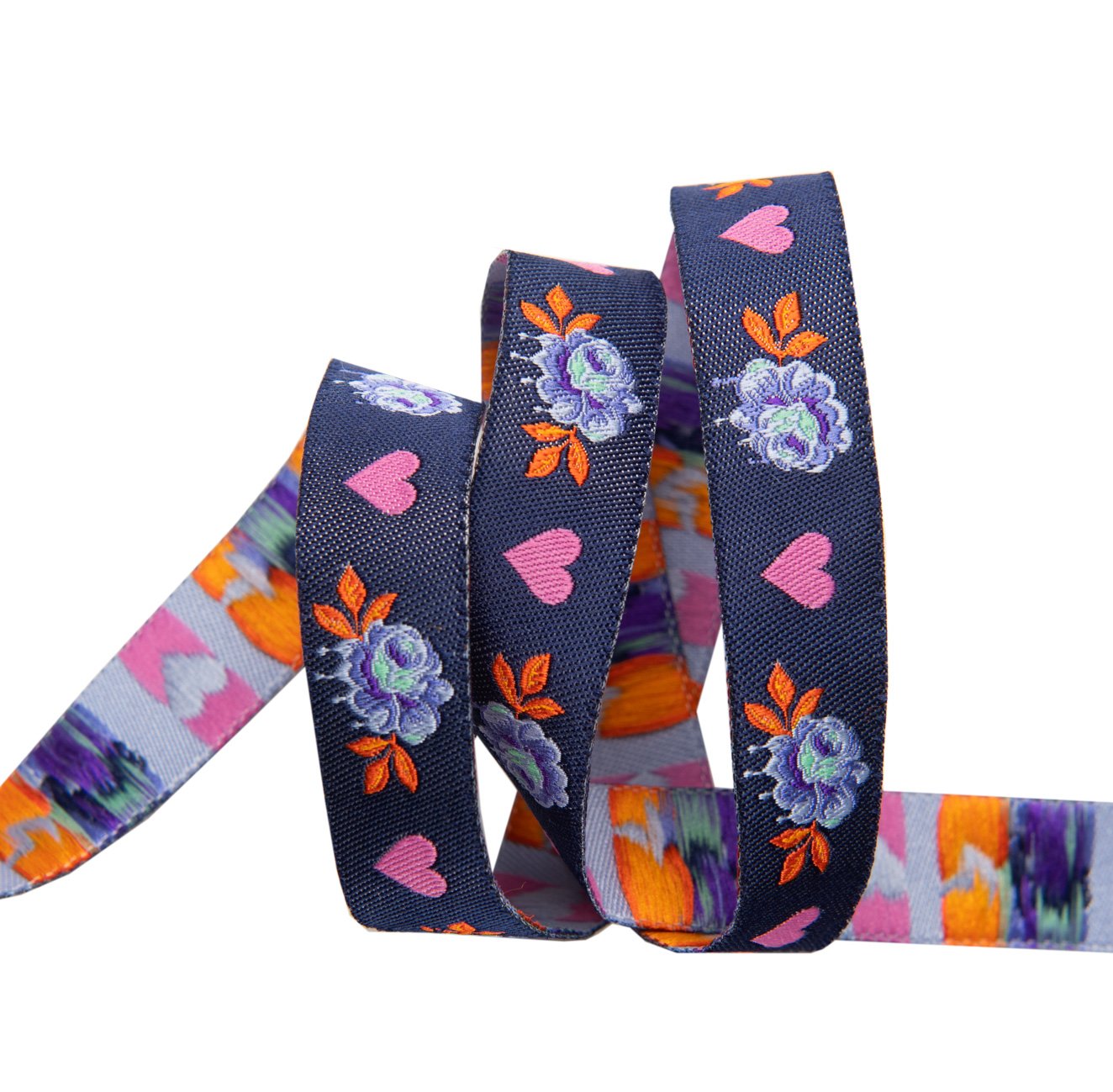 Painted Roses Navy-5/8"-Tula Pink Curiouser Ribbon