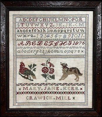 Mary Jane Kerr 1876- Reproduction Sampler by The Scarlett House