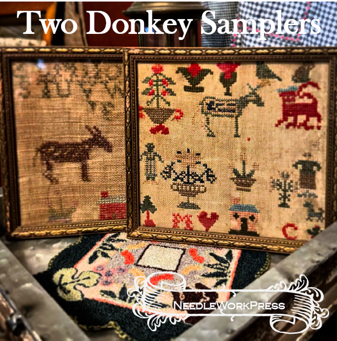 2 Donkey Samplers - Reproduction Samplers by Needlework Press PREORDER