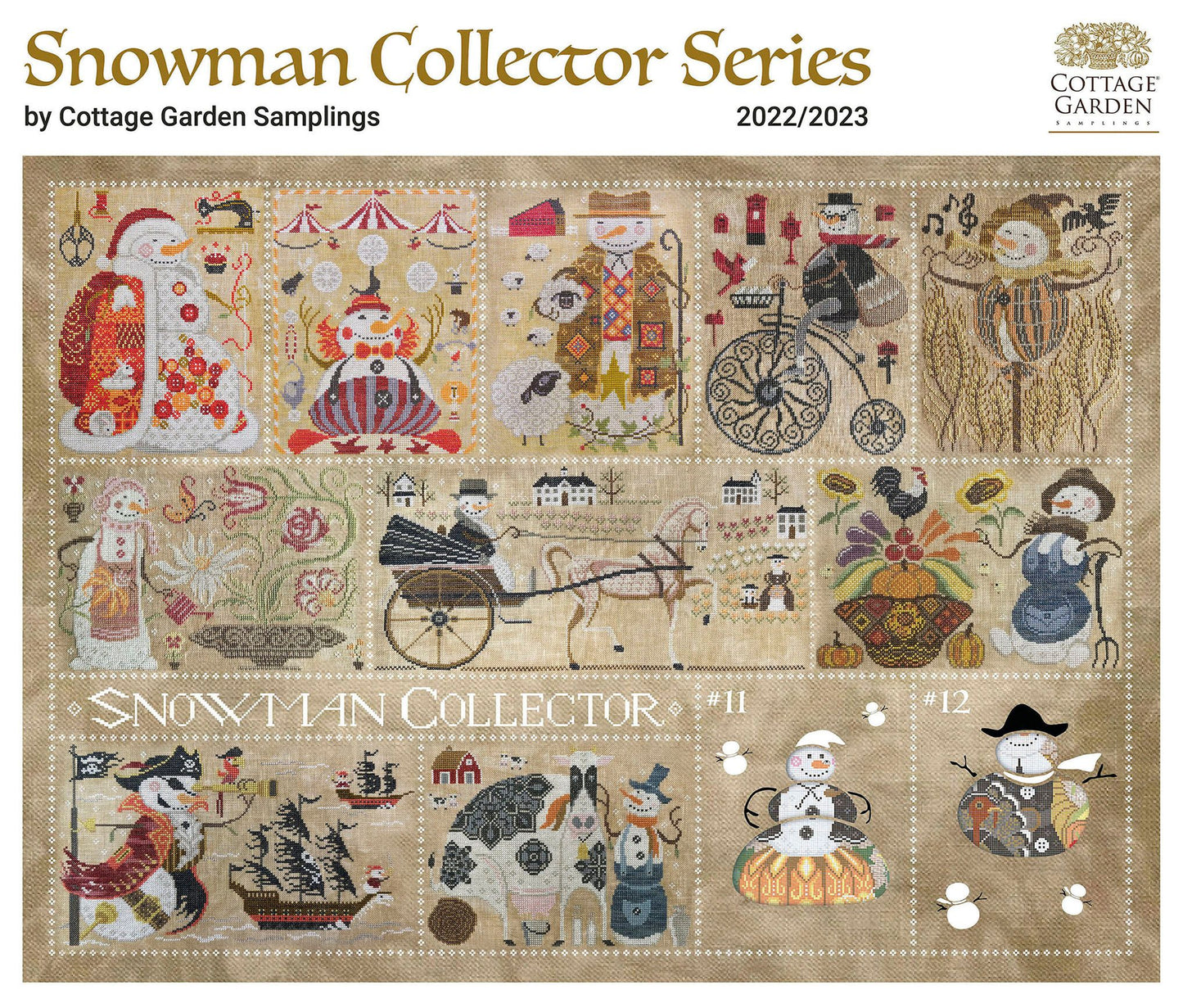 Snowman Collector #10 The Countryman - Cross Stitch Pattern by Cottage Garden Samplings