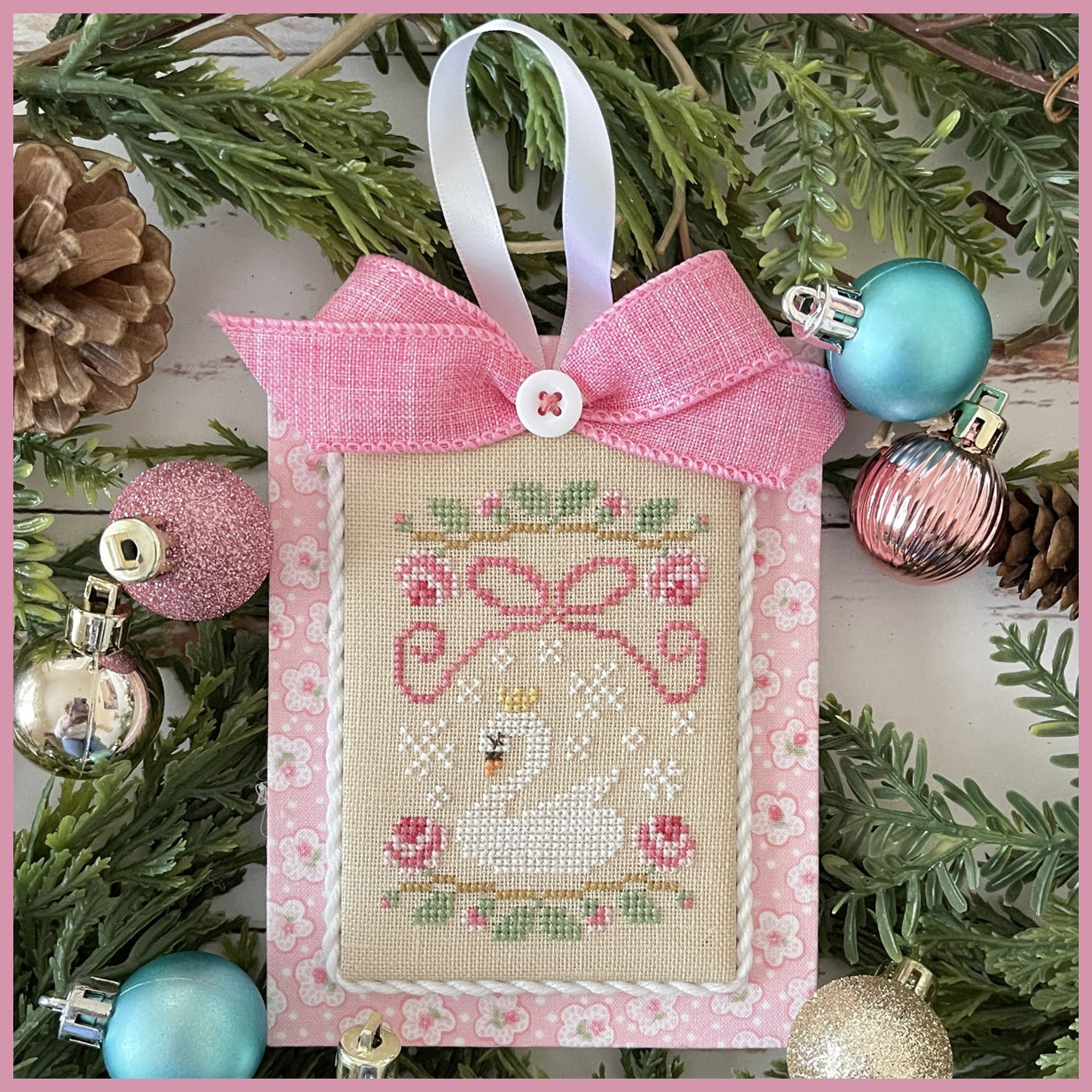 Christmas Swans #10 Pastel Collection- Cross Stitch Chart by Country Cottage Needleworks