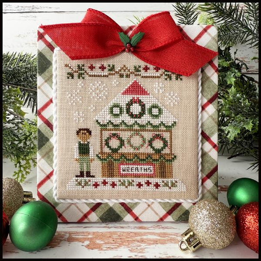 Christmas Market #5 Wreath Stand - Cross Stitch Pattern by Country Cottage Needleworks
