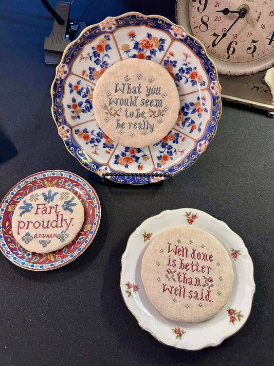 Poor Richard's Plate-itude - Cross Stitch Pattern by Plum Street Samplers