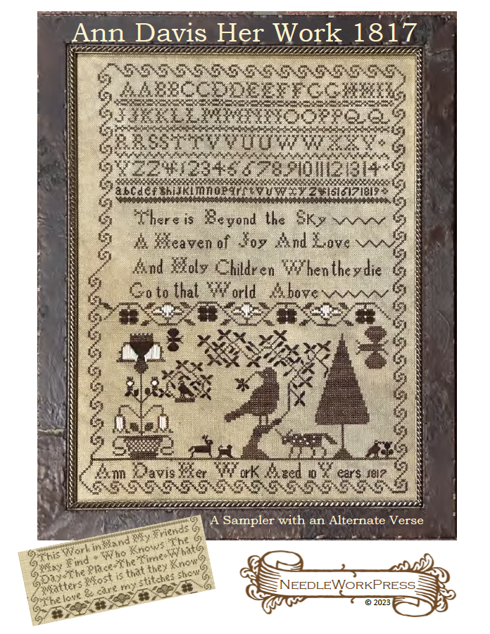 Ann Davis Sampler -Reproduction Pattern by Needlework Press PREORDER