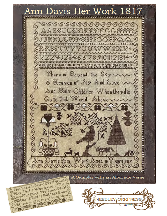 Ann Davis Sampler -Reproduction Pattern by Needlework Press PREORDER