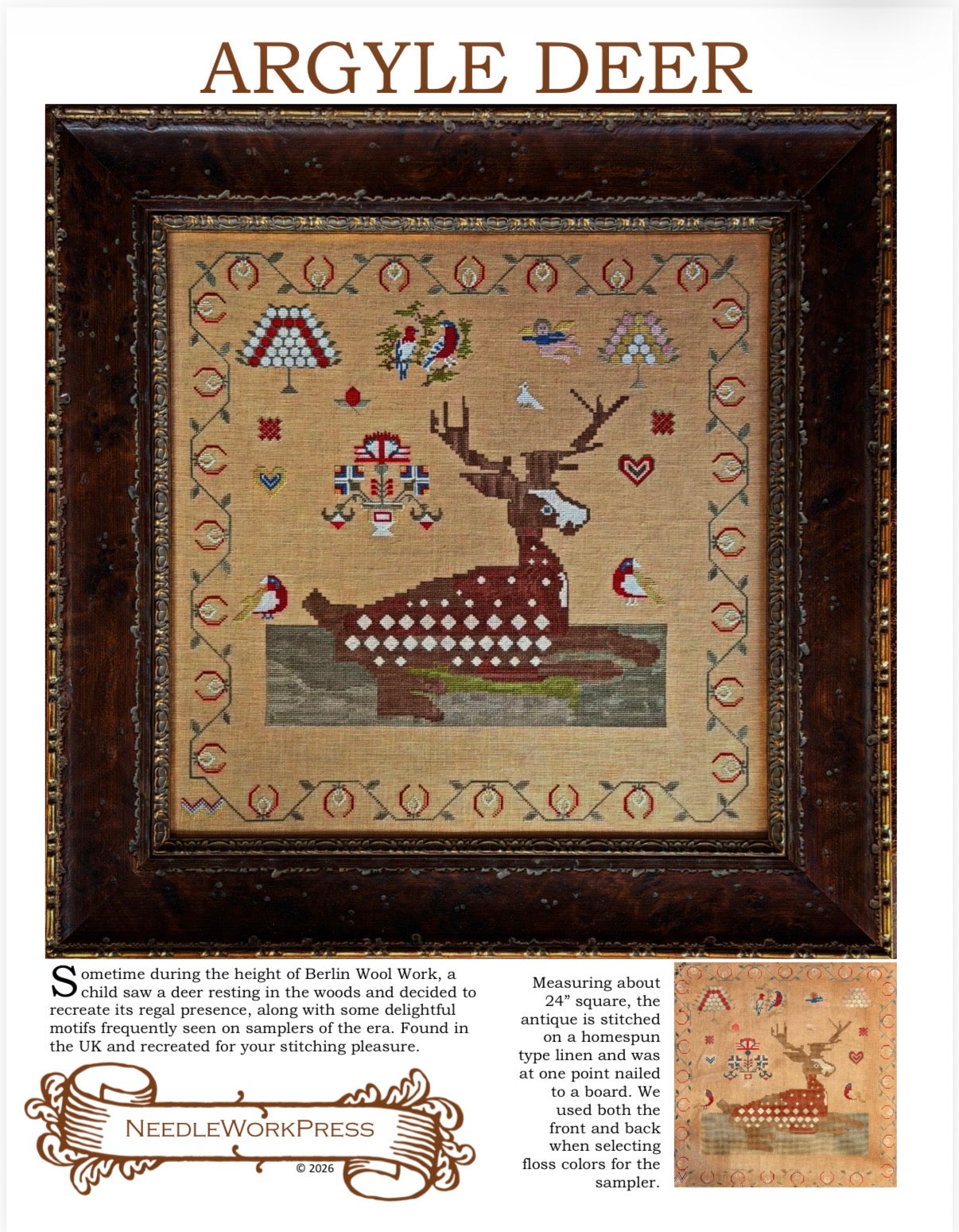 Argyle Deer - Cross Stitch Pattern by Needlework Press