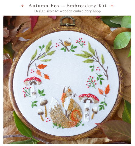 Autumn Fox Embroidery Kit by Tamar