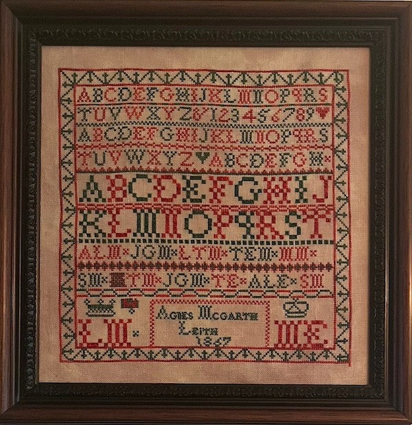 Agnes McGarth Leith 1867- Reproduction Sampler by Olde Willow Stitchery PREORDER