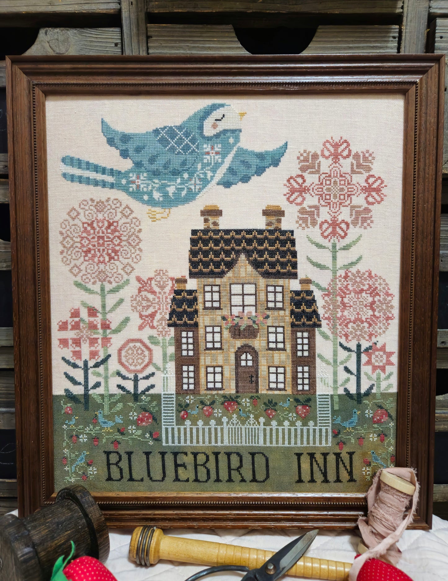 Bluebird Inn - Cross Stitch Pattern by Quaint Rose Needlearts PREORDER