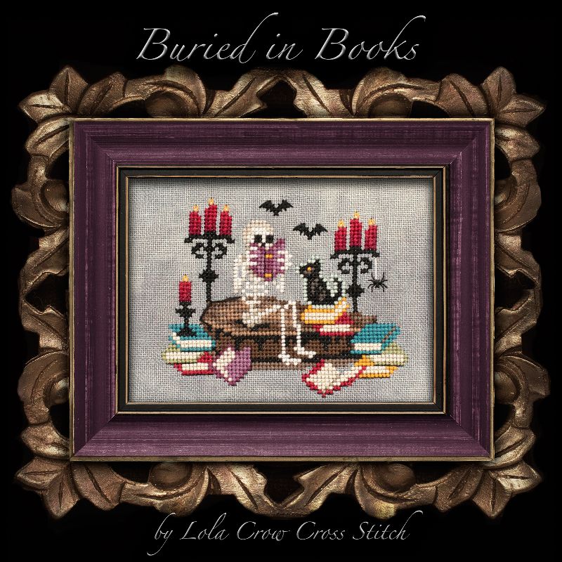 Buried in Books - Cross Stitch pattern by Lola Crow