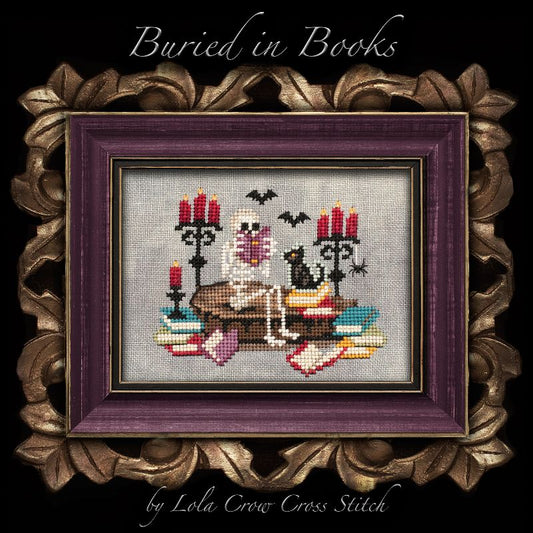 Buried in Books - Cross Stitch pattern by Lola Crow