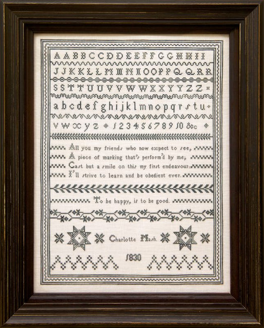 Charlotte Mash 1830 - Reproduction Sampler by Hands Across the Sea Samplers