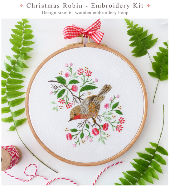 Christmas Robin Embroidery Kit by Tamar