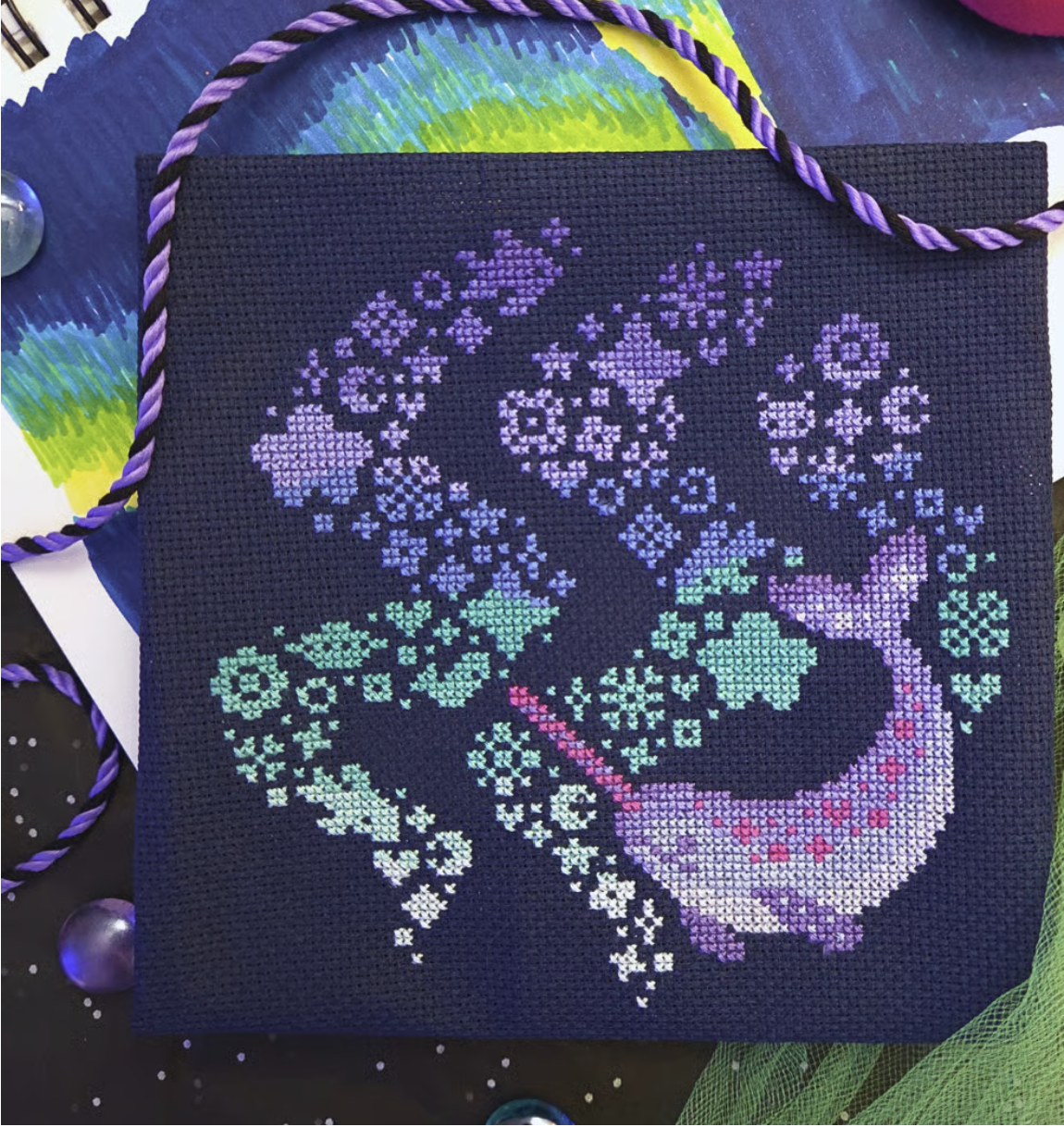 Candypop Narwhal - Cross Stitch Pattern by BAD Stitch PREORDER