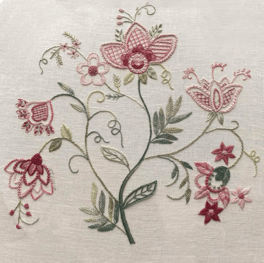 Chantilly Embroidery Design - Printed Panel by Roseworks