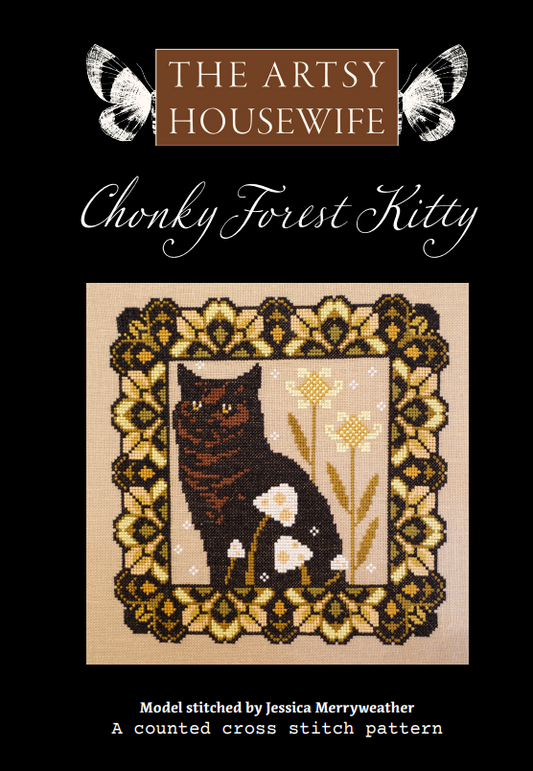 Chonky Forest Kitty - Cross Stitch Pattern by Artsy Housewife PREORDER