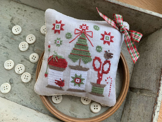 Christmas Spools Pinkeep - Cross Stitch Pattern by Stitches by Ethel PREORDER