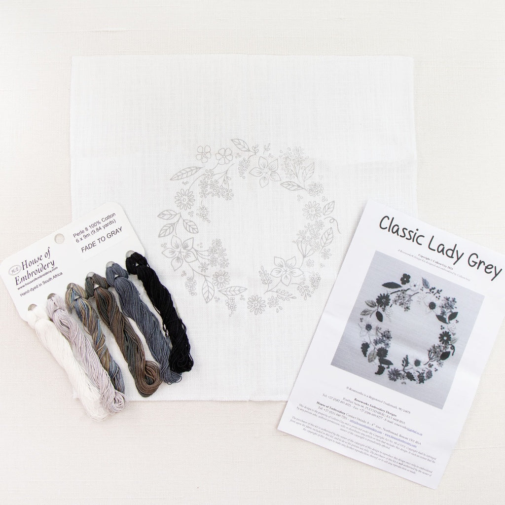 Classic Lady Grey Embroidery Kit