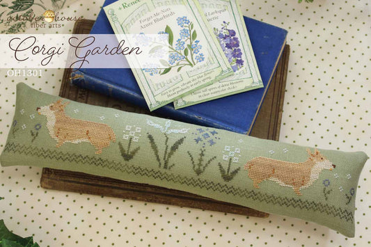 Corgi Garden - Cross Stitch Pattern by October House Fiber Arts PREORDER