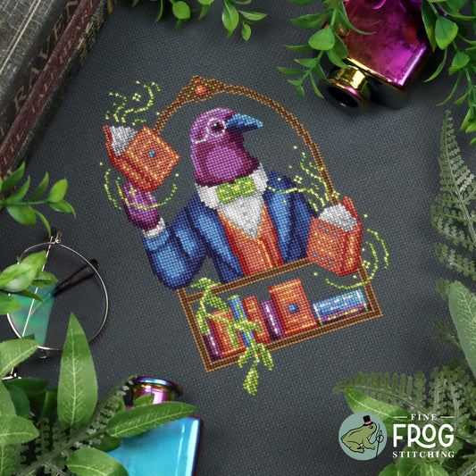 Crow Librarian - Cross Stitch Patterns by Fine Frog Stitching PREORDER