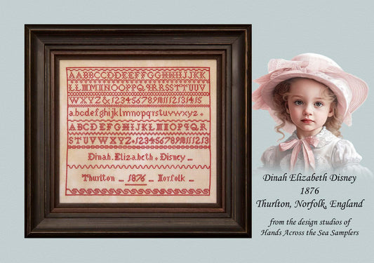 Dinah Elizabeth Disney ~ Reproduction Sampler Pattern by Hands Across the Sea Samplers