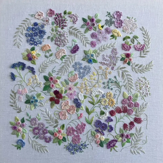 Efflorescence Embroidery Design - Printed Panel by Roseworks