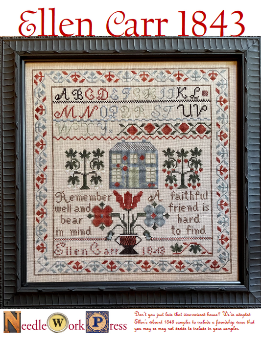 Ellen Carr 1843- Reproduction Sampler Chart by Needlework Press