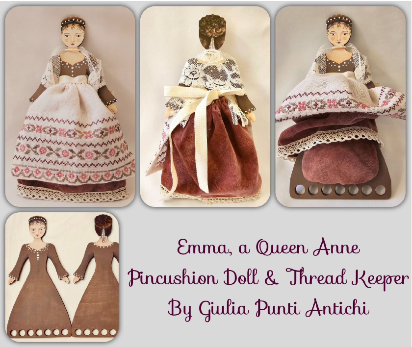 Emma Pincushion Doll & Thread Keep - Cross stitch pattern by Giulia Punti Antichi PREORDER