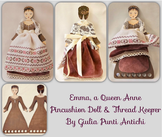 Emma Pincushion Doll & Thread Keep - Cross stitch pattern by Giulia Punti Antichi PREORDER