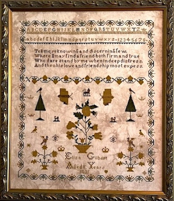 Eliza Gilbert 1831 - Reproduction Sampler by Olde Willow Stitchery PREORDER