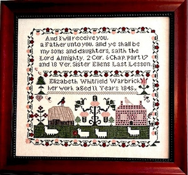 Elizabeth Whitfield Warbrick 1848 - Reproduction Sampler by Olde Willow Stitchery PREORDER