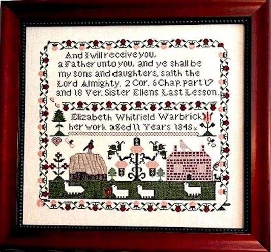 Elizabeth Whitfield Warbrick 1848 - Reproduction Sampler by Olde Willow Stitchery PREORDER