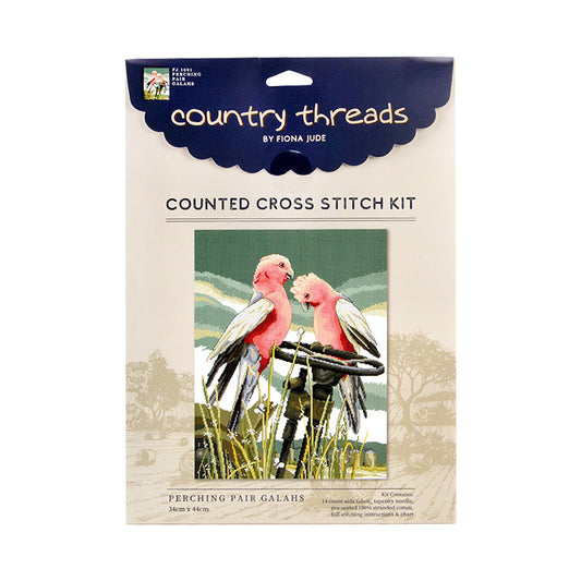 Perching Pair Galahs Cross Stitch Kit by Country Threads