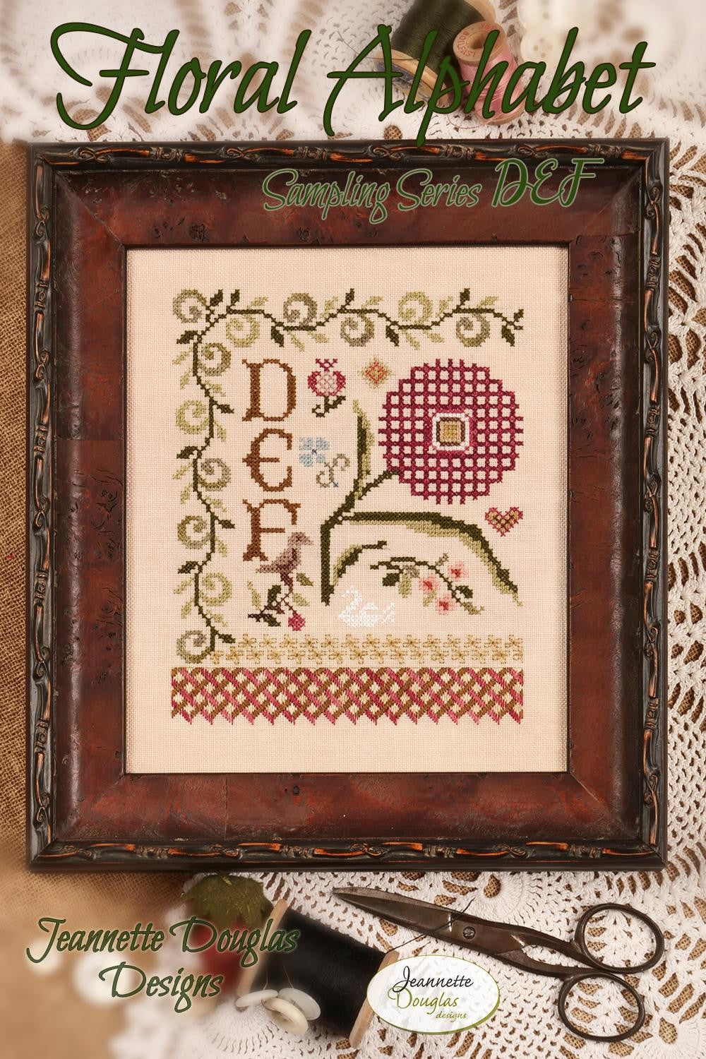 Floral Alphabet Sampling Series - Cross Stitch Patterns by Jeannette Douglas PREORDER