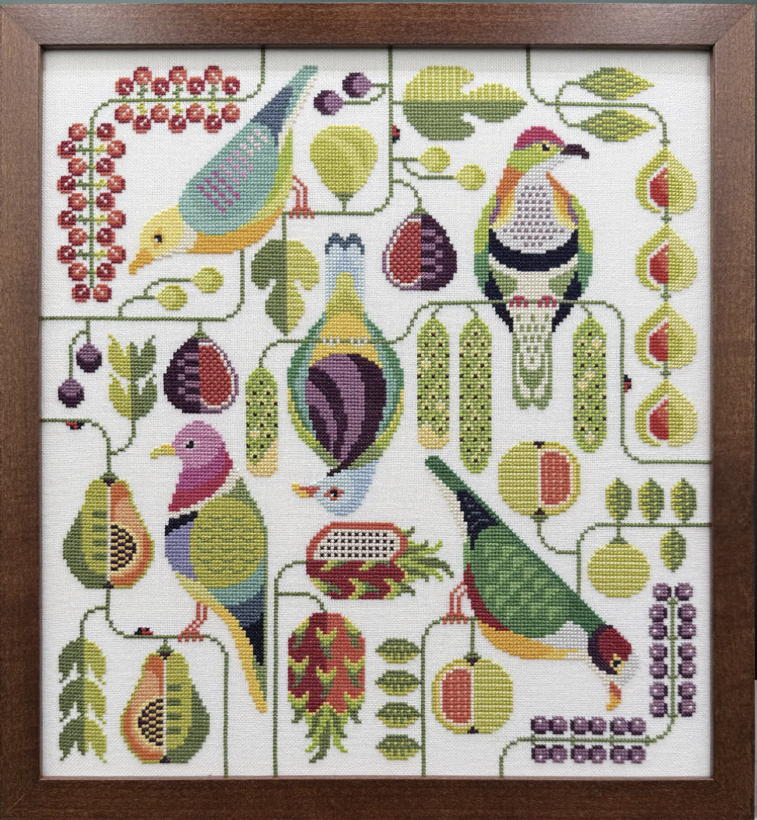 Fruit Dove Frenzy - Cross Stitch Pattern by Boomerang Stitches PREORDER
