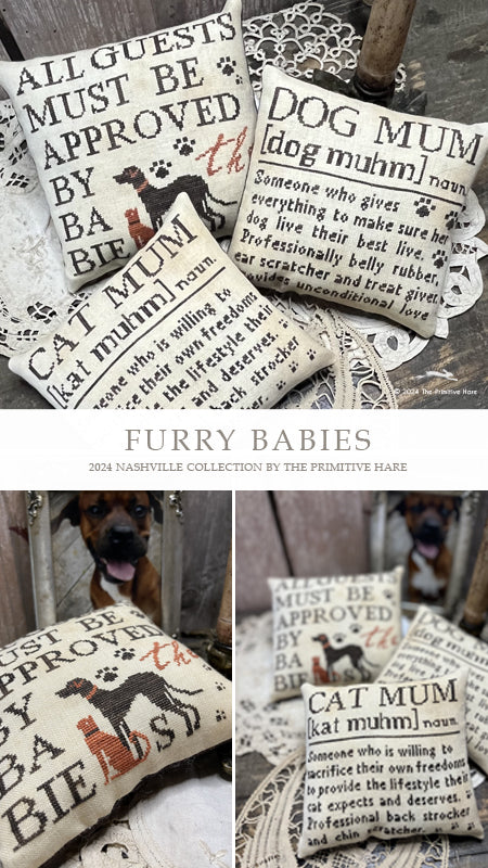Furry Babies - Cross Stitch Booklet by Primitive Hare PREORDER