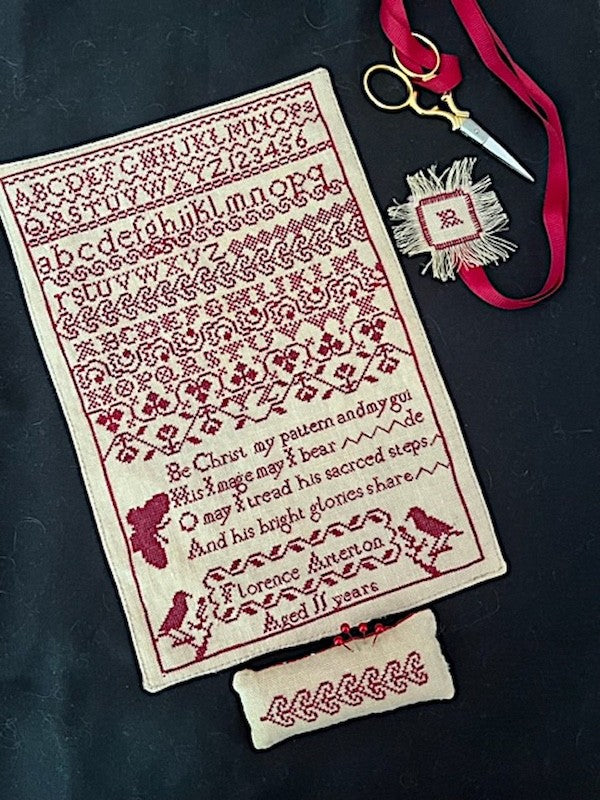 Florence Arterton and Accessories - Reproduction Sampler by Olde Willow Stitchery PREORDER