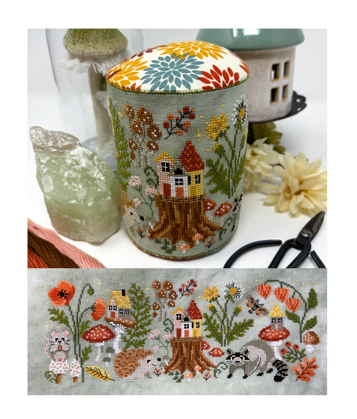 Forest View Drum - Cross Stitch Pattern by Tiny Modernist PREORDER