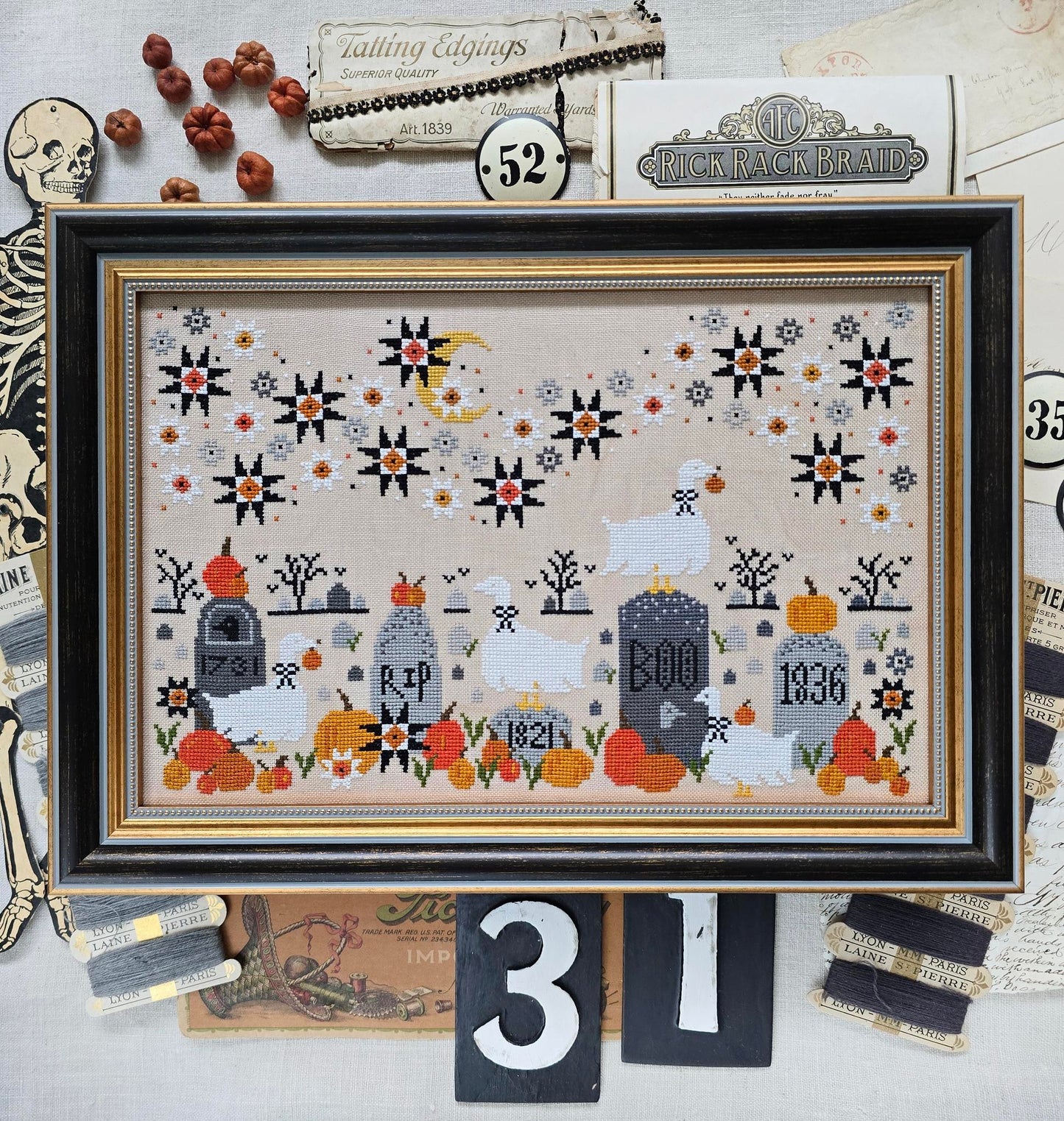 Ghoosts in the Graveyard - Cross Stitch Pattern by Hello from Liz Mathews PREORDER